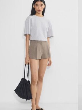 Aritzia Babaton - Kennedy High-Waist Pleated Women's Shorts in Tan - US 2